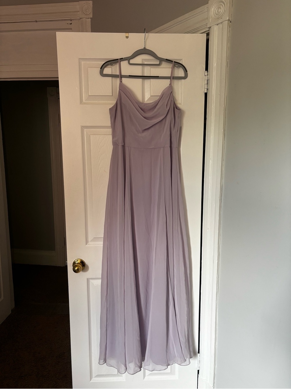 David's Bridal Lilac Cowl Neck Maxi Dress